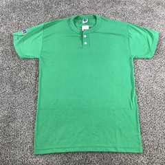 Vintage Russell Athletic Shirt Mens Small Green NuBlend Henley Short Sleeve