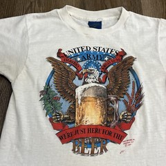 Vintage RARE 80s 1987 Just Brass 3D Emblem United States Army Beer Tee Size S