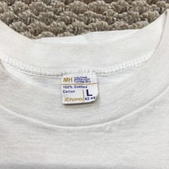 Vintage JCPenney Shirt Mens M/L White Blank Combed Cotton Tee Crew Neck