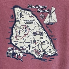 Mackinac Island Mich Double Sided Map Tourist Tee M Nautical Vacation T-Shirt