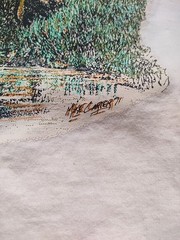 Vintage 90s Art Shirt Landscape Barn Nature Rustic Mens Large White American