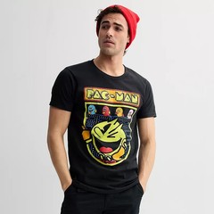 Pac-Man Mens Pac-Man & Ghosts Classic Retro Arcade Game Black Shirt New S-XL