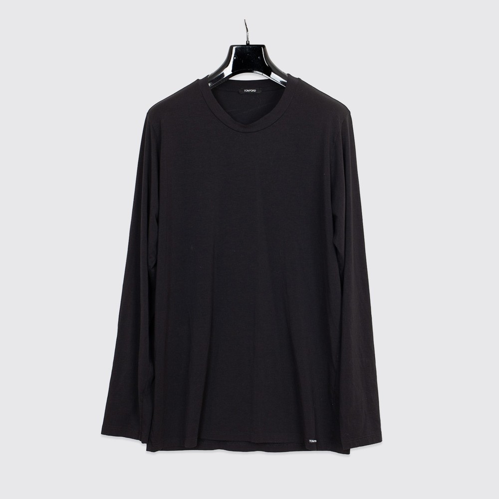 Tom Ford T-Shirt Long Sleeve Men Black Cotton Blend Stretch Lightweight
