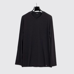 Tom Ford T-Shirt Long Sleeve Men Black Cotton Blend Stretch Lightweight