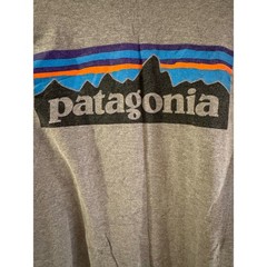 Patagonia Mens P-6 Logo Long Sleeve T-Shirt Heather Gray Organic Cotton Large