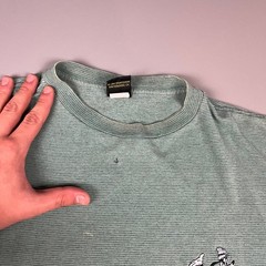 Mickey Unlimited T-Shirt Mens XL Green Striped Goofy Embroidered Vintage Disney