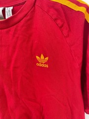 Adidas Originals Tee Men M Red Yellow Trefoil 3 Stripe Classic Style