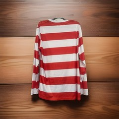 Where’s Waldo Men’s Shirt Striped Costume Stretch Red White Long Sleeve XXL