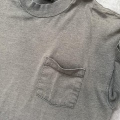 Vintage 90s Russell Athletic Pocket Tee Shirt Mens M Gray Fade Ghost USA