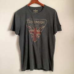 Lucky Brand Triumph Motorcycles Graphic T-Shirt Charcoal Gray Union Jack USA M