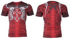 Xtreme Couture Affliction Men’s T-Shirt AFTERSHOCK Skull Red Tattoo Biker M-3XL