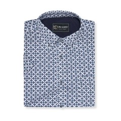 KAM Short Sleeve Geo Print Shirt For Men in Blue, 2XL-8XL