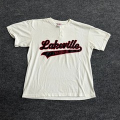 Soffe Shirts Henley Mens Size Large White Lakeville Baseball Graphic