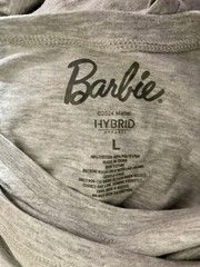 Barbie T-Shirt Unisex Adult Light Gray with Pink Ombre Letters “Barbie”