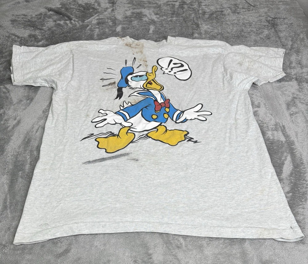 Vintage 90s Disney Donald Duck Short Sleeve T Shirt Men’s Size Large Gray