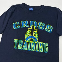 Vintage Champion FCA Cross Training Shirt Men Medium Blue USA Made Single Stitch