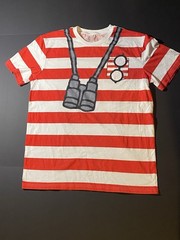 Where’s Waldo Mens Waldo Red White Striped Costume Shirt Size Large