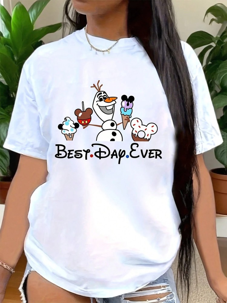 Disney Frozen Olaf Mickey Mouse Minnie Mouse T Shirt Santa Hat Unisex 3