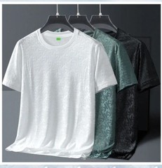 New Men Fashion Trend Ice Silk Short Sleeve Streetwear Summer T-Shirt 3 Colors