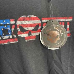 Black Skull Red White And Blue USA Flag Mens Medium Black Tshirt