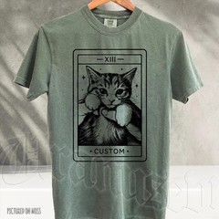 Custom Cat Tarot Card Soft Washed Comfort Tee