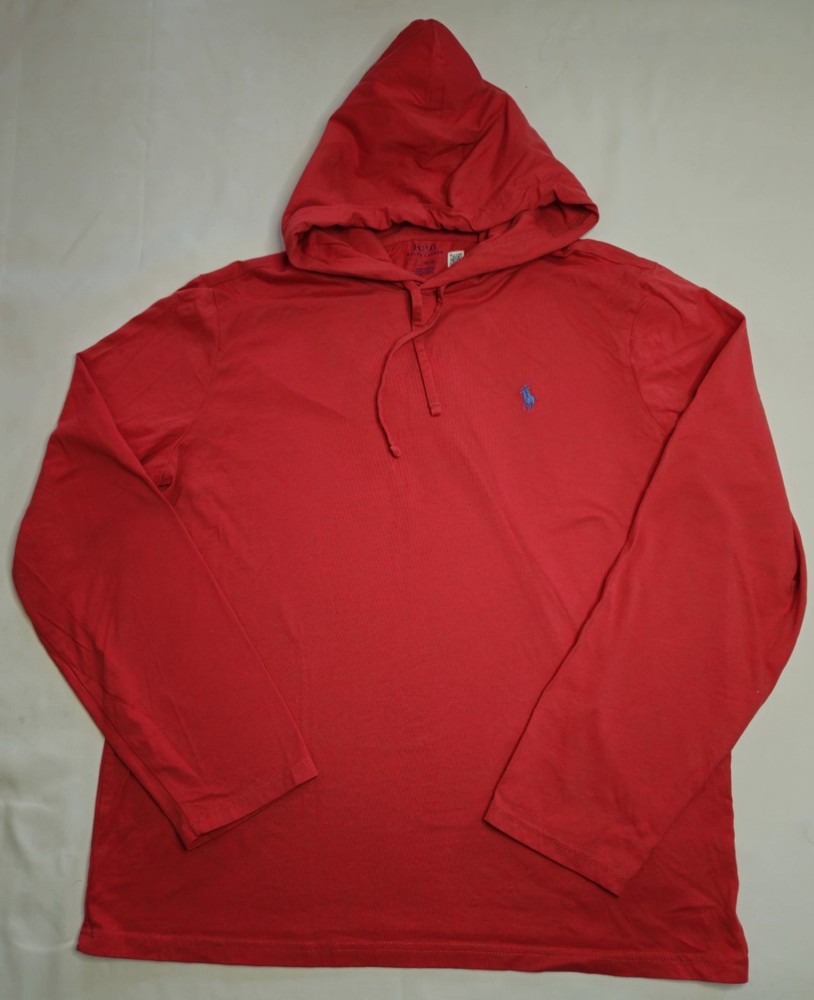Mens Polo Ralph Lauren Long Sleeve Hooded Tagless Tee Shirt Size Large