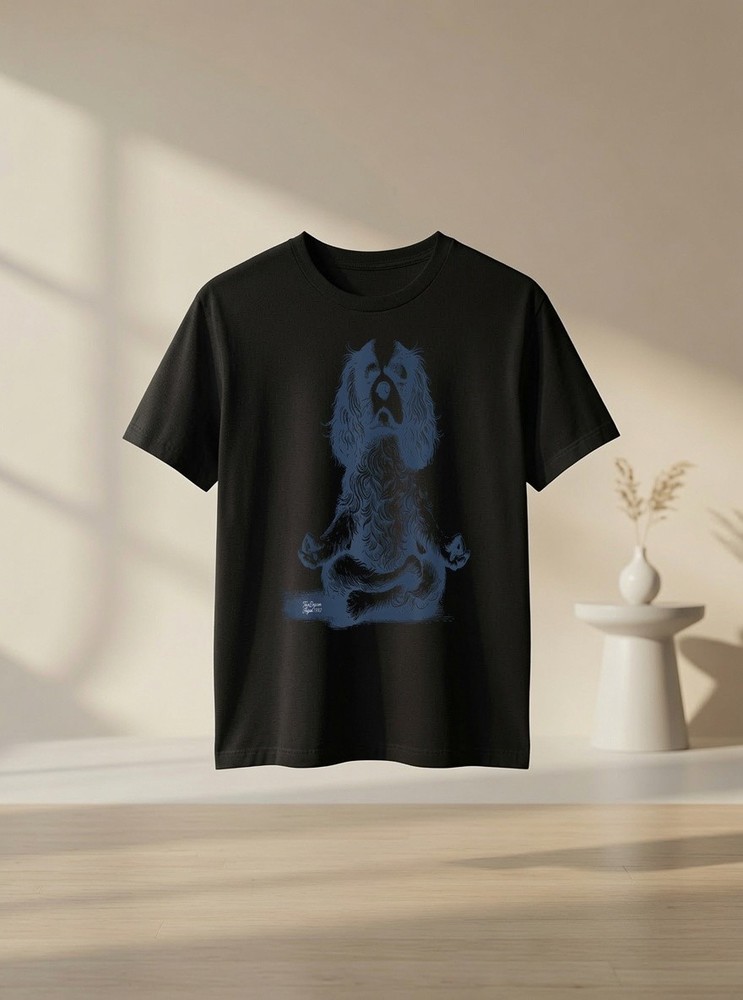 Cavalier King Charles Spaniel Lotus Meditate Yoga Vintage Yoga Lover Graphic Tee