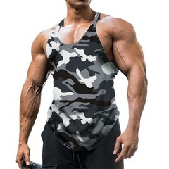 Men Gym Vest Racerback Bodybuilding Muscle Stringer camouflage Tank Fitness Tops