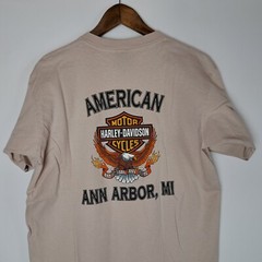 Vintage Harley Davidson T-Shirt Mens Large Beige Holoubek Ann Arbor, MI USA 98′
