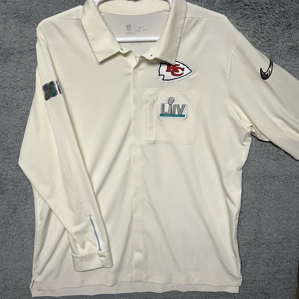 Nike KC Chief Performance Shirt Mens XXL Beige L/S Pullover NFL On Field Dri Fit