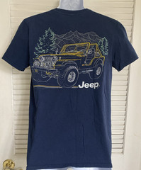 Officially Licensed JEDCO Jeep Graphic T-shirt, Back Hit, Medium, Navy