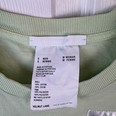 Unisex Helmut Lang Green T-Shirt Embroidered Tag Pocket M’s Small W’s Medium