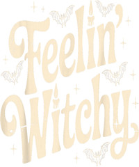 Unisex Feelin Witchy Funny Vintage Halloween Costume Graphic Tee Spooky Party