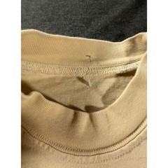 Tan Beige Essential Long Sleeve Cotton T-Shirt Oversized Seam Detail Mens XL