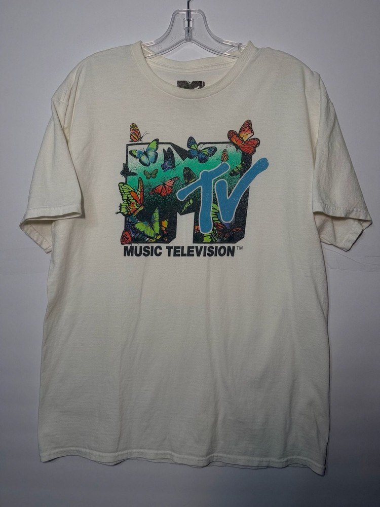 MTV Music Television Butterflies Logo Graphic T-Shirt size L