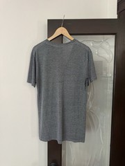Vintage American Apparel Deep V Neck T Shirt Y2K Large Gray Tri Blend Track Tee
