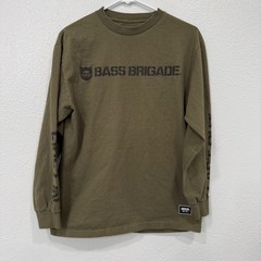 Bass Brigade Long Sleeve T Shirt Olive Green Men’s Medium Cotton