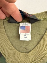Vintage Camo Pocket T-Shirt Mens XL Fits L USA Single Stitch Boxy 80s Woodland