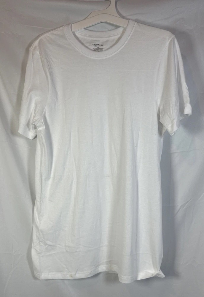 Jockey Men’s White Tee Shirt Size Small (34-36) 100% Cotton Color White