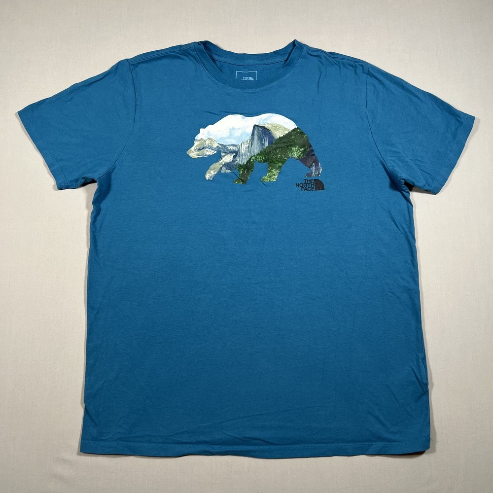 The North Face Men’s L Teal Blue Bear Mountain Graphic T-Shirt Yosemite Cotton