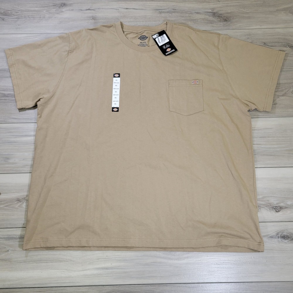 Dickies T-Shirt Men’s 4XL Khaki Heavy Weight Cotton Short Sleeve New