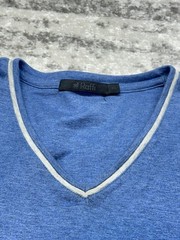 Raffi Shirt Mens 2XL Blue Trim V Neck Tee 100% Cotton Soft Lightweight