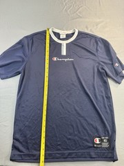 Champion Men’s Classic Jersey Script Logo Navy Blue White Size Medium VINTAGE