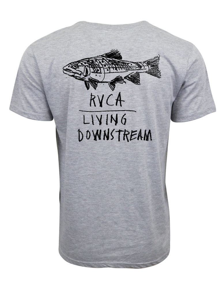 RVCA LIVING DOWNSTREAM FISHING T SHIRT GRAY