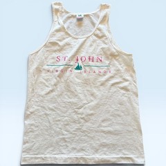 St John Virgin Islands Shirt Mens Medium White Tank Top Fruit Of The Loom Tee