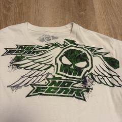 No Fear Shirt Mens Large White Skull Wings Logo Graphic Tee Motocross Metal