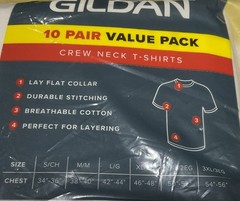Gildan Men’s 10 Pack Short Sleeve Crew T-Shirt Tag-Free White Size Small NEW