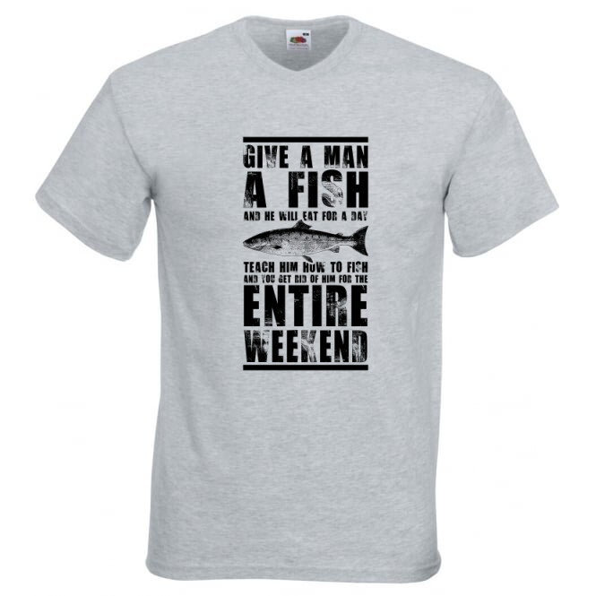 Fishing Give A Man A Fish Humour Novelty T Shirt Various Colours And Sizes