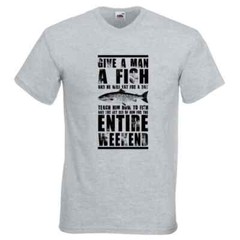 Fishing Give A Man A Fish Humour Novelty T Shirt Various Colours And Sizes