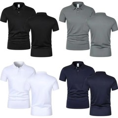 Men’s Polo Simple Pure Color Short-Sleeved Shirt, High-Grade Fabric, Breathable